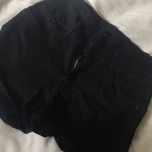 high waisted black denim shorts